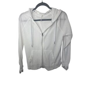 Calvin Klein Performance Womens White Full Zip Hoodie Sweatshirt Small Slub Knit